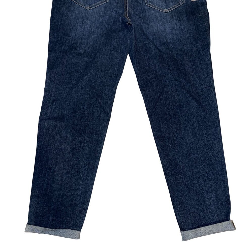 NWT Maurices Womens Boyfriend Button Fly Jeans 14 28 Cuffed Stretch Dark Wash - Picture 7 of 8